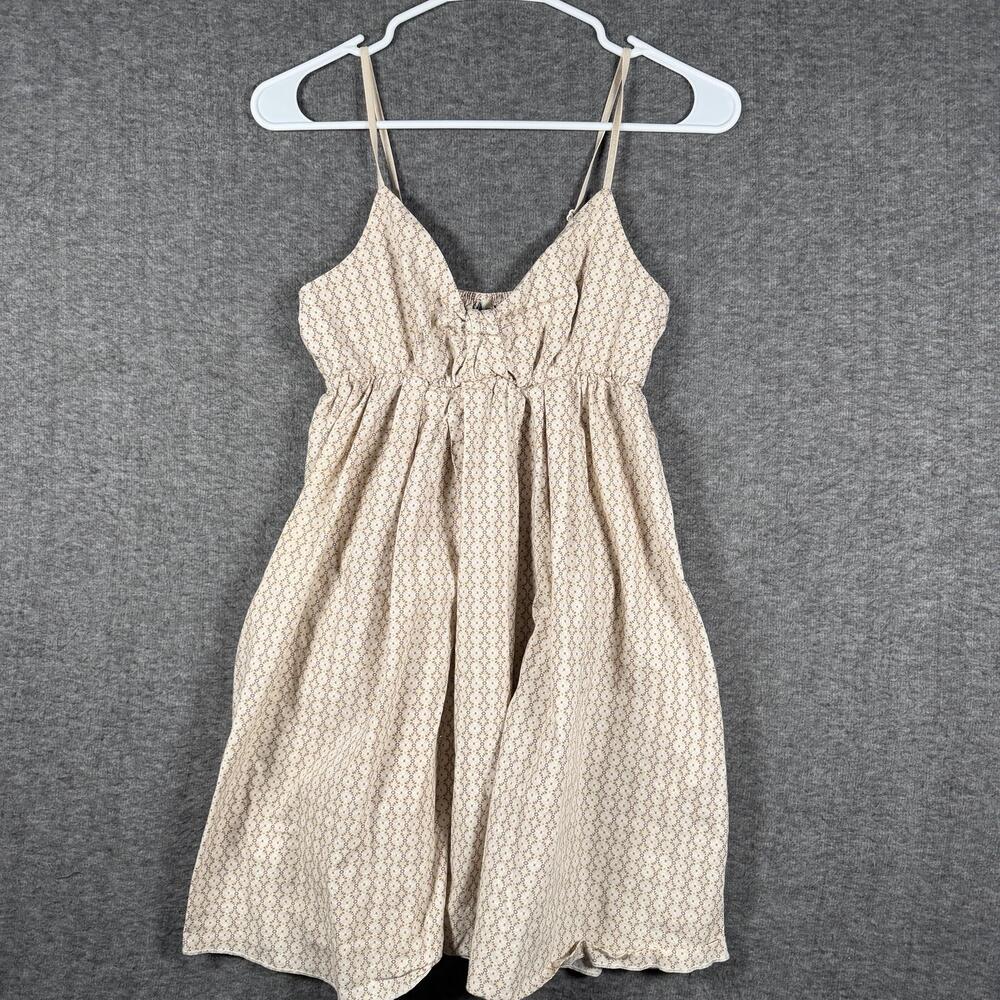 L.e.i. Sundress Womens M Beige Floral Spaghetti Strap V Neck Casual Summer